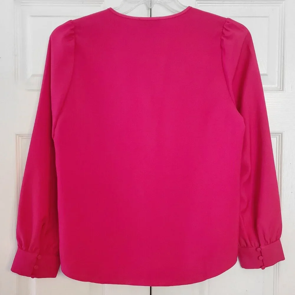 J. Crew Satin Long Sleeve Ruffle Front Crepe Top